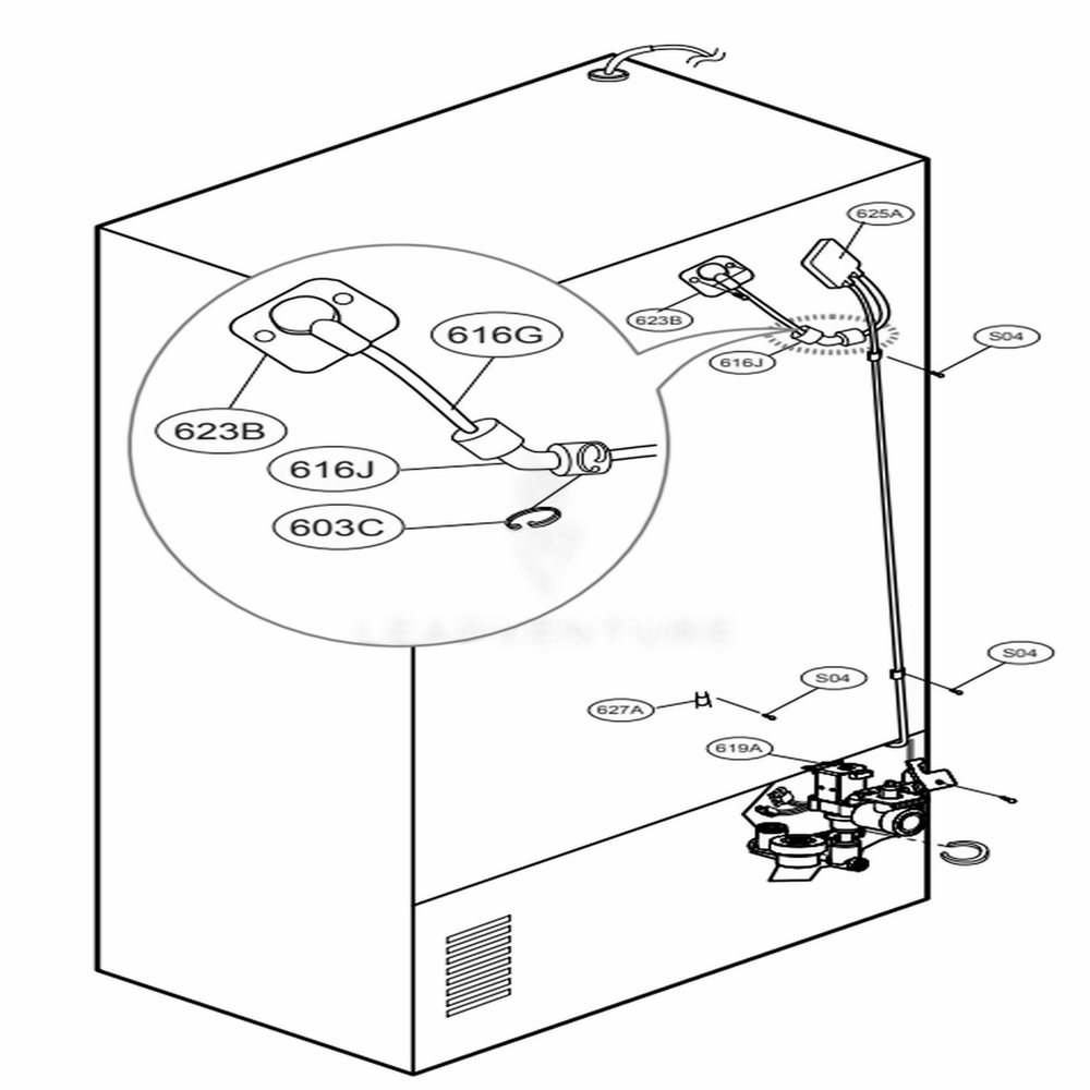Valve And Water Tube Parts Diagram and Parts List for 79983 ASTCSE1 LG Refrigerator