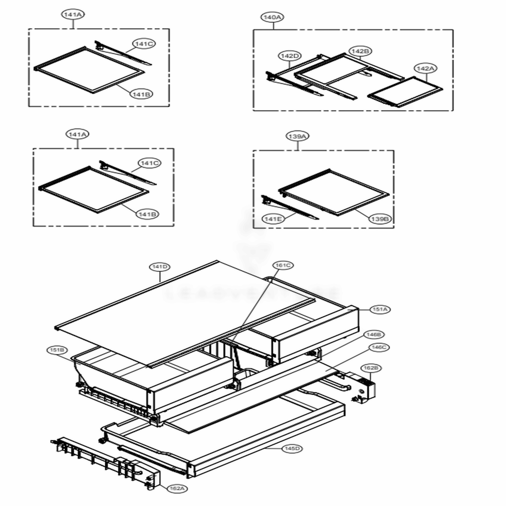 Refrigerator Parts Diagram and Parts List for 73107 ASBCSE0 LG Refrigerator