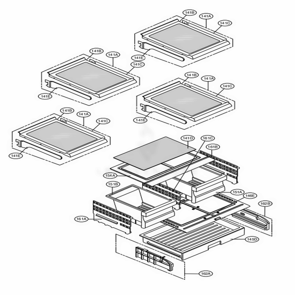 Refrigerator Parts Diagram and Parts List for LFX25974SW ASWCNA6 LG Refrigerator