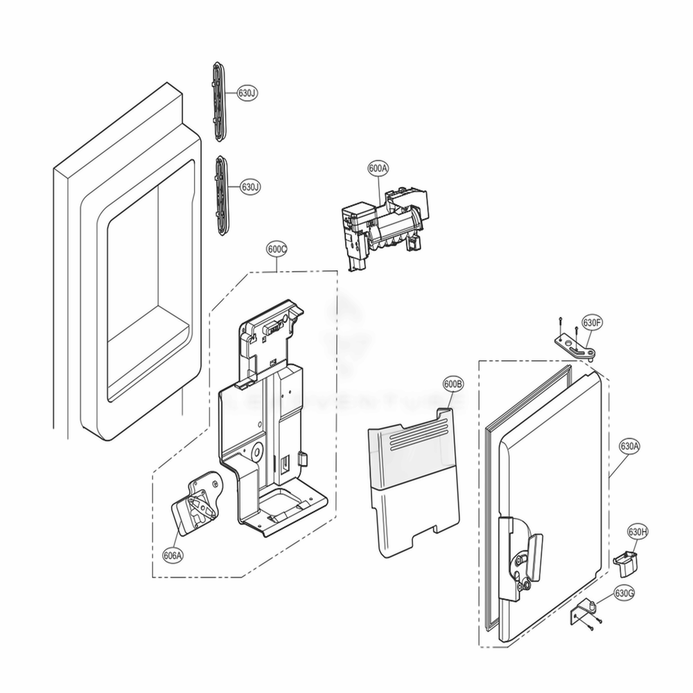 Ice Maker And Ice Bin Parts Diagram and Parts List for 73139 AWBCSE0 LG Refrigerator