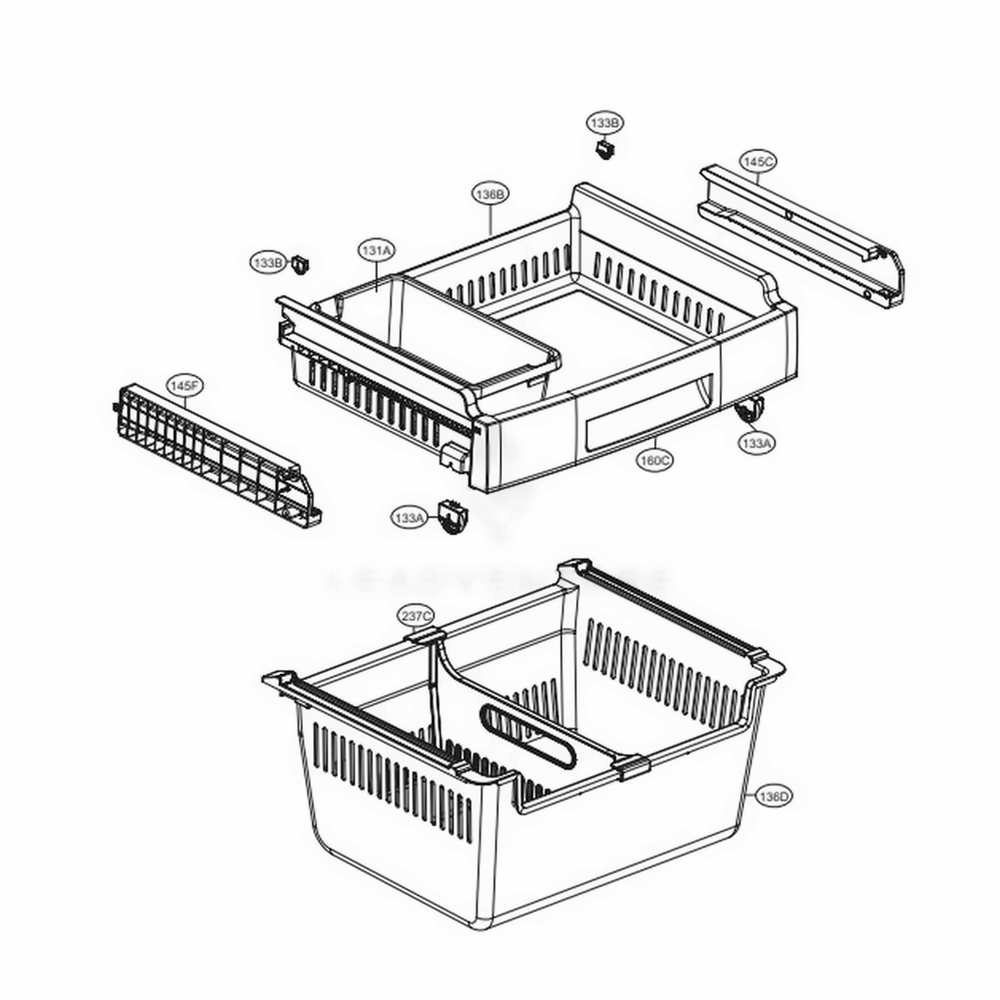 Freezer Parts Diagram and Parts List for LFC24770SW ASWCNA4 LG Refrigerator