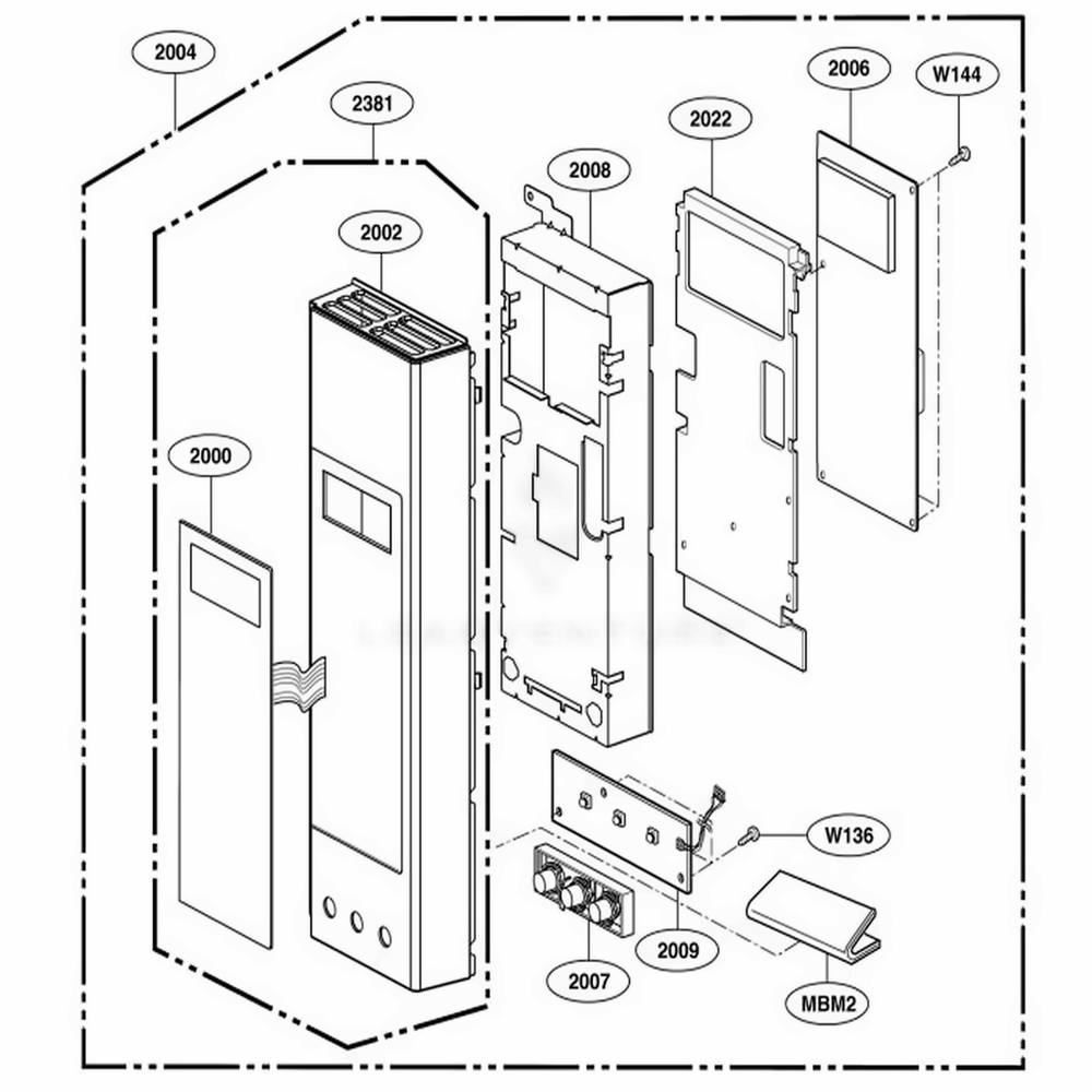Controller Parts Diagram and Parts List for 88519 ABKESEA LG Range
