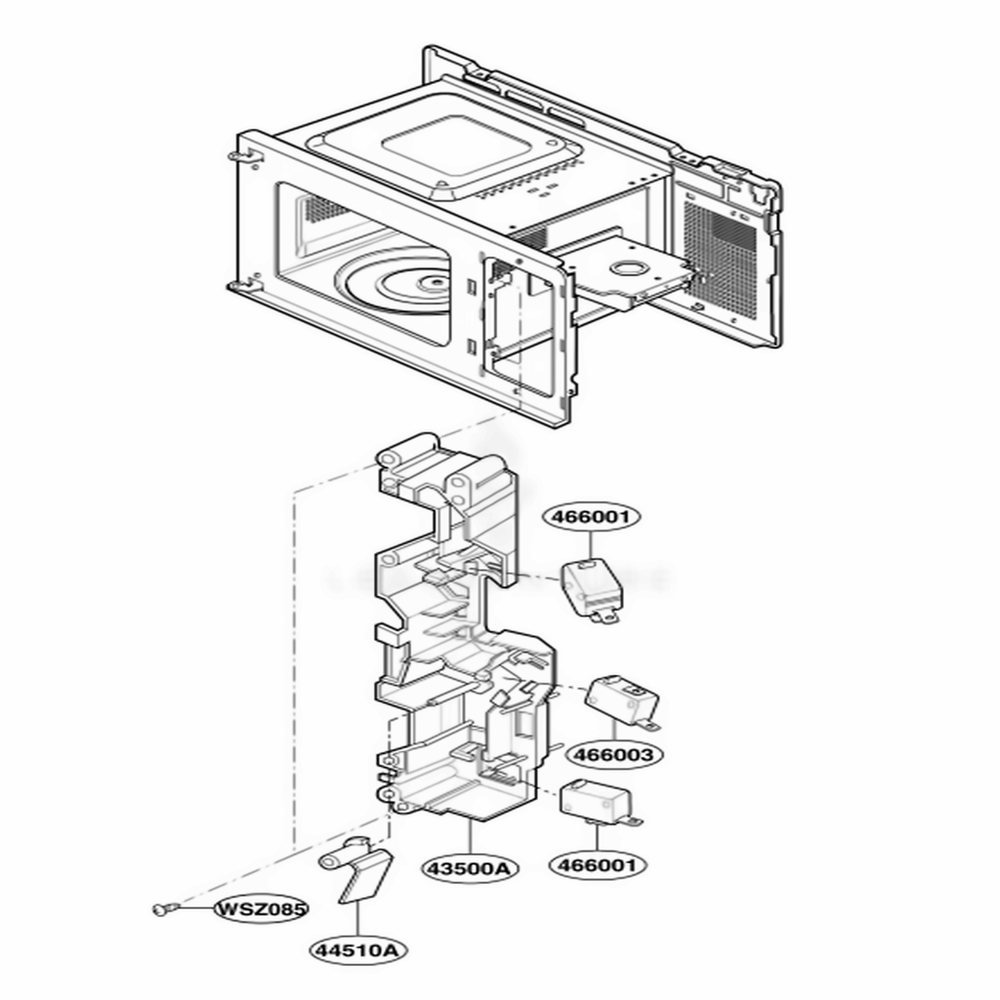 Latch Board Parts Diagram and Parts List for MA6511B CBKEGSE LG Wall Oven