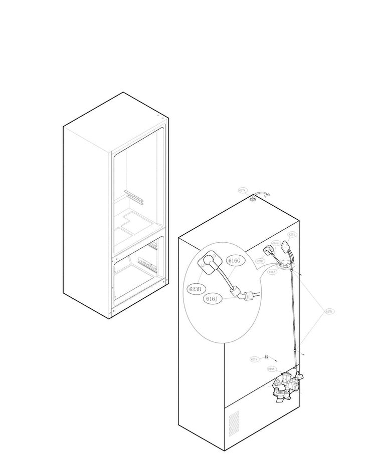 Tub And Valve Parts Diagram and Parts List for LMXS27626D 00 LG Refrigerator