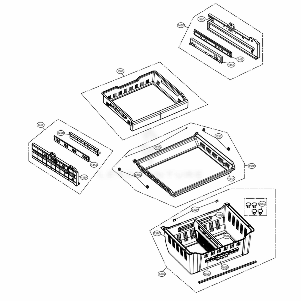 Freezer Parts Diagram and Parts List for LMXC23746D ASBCNA3 LG Refrigerator