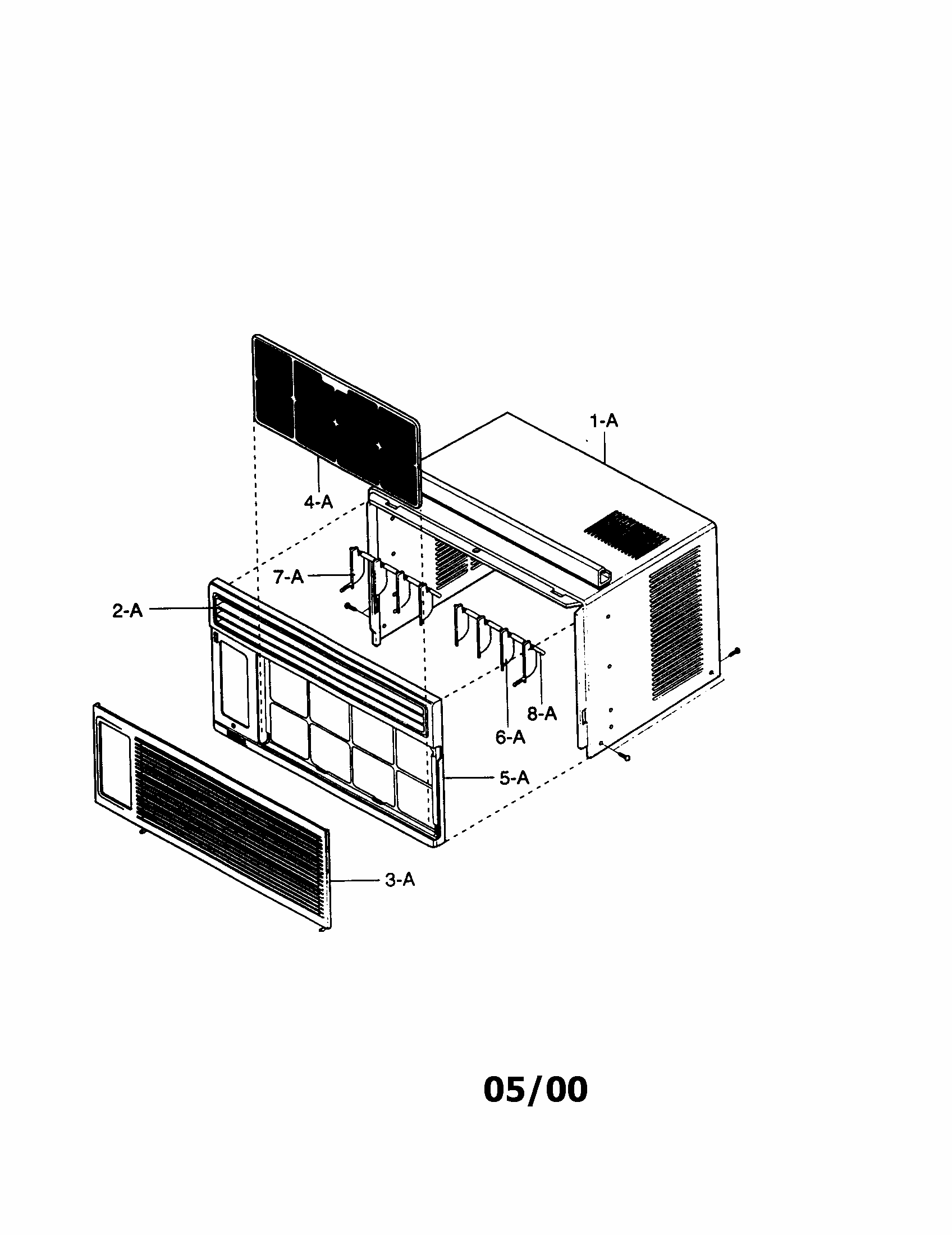 Cabinet Diagram and Parts List for 58070074000  Kenmore Air Conditioner
