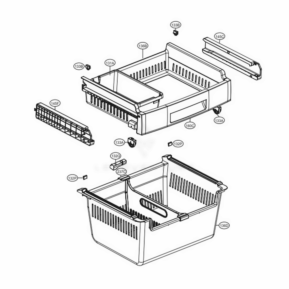 Freezer Parts Diagram and Parts List for LDC24370ST ASTCNA2 LG Refrigerator