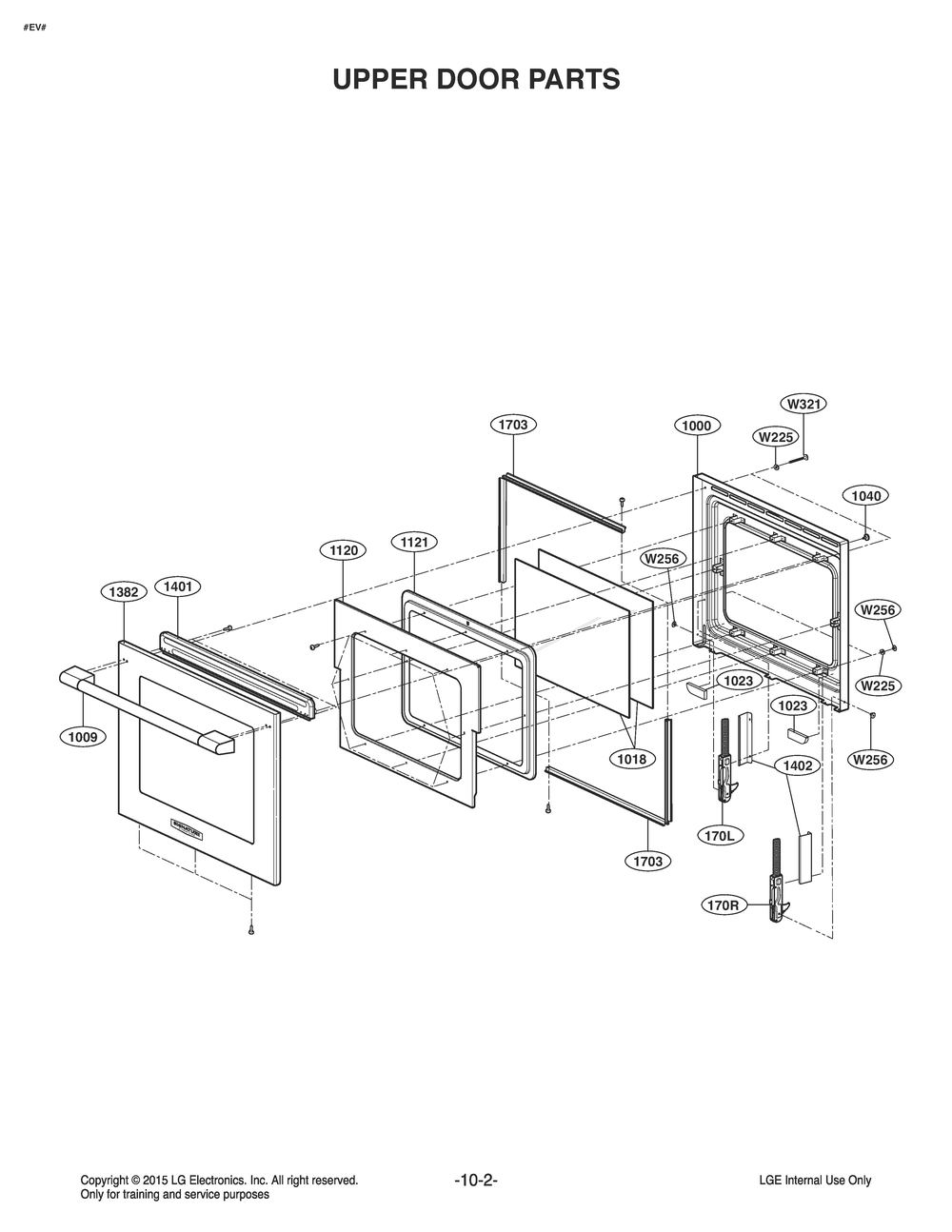 Upper Door Parts Diagram and Parts List for UPWD3034ST AS1LSGN LG Range
