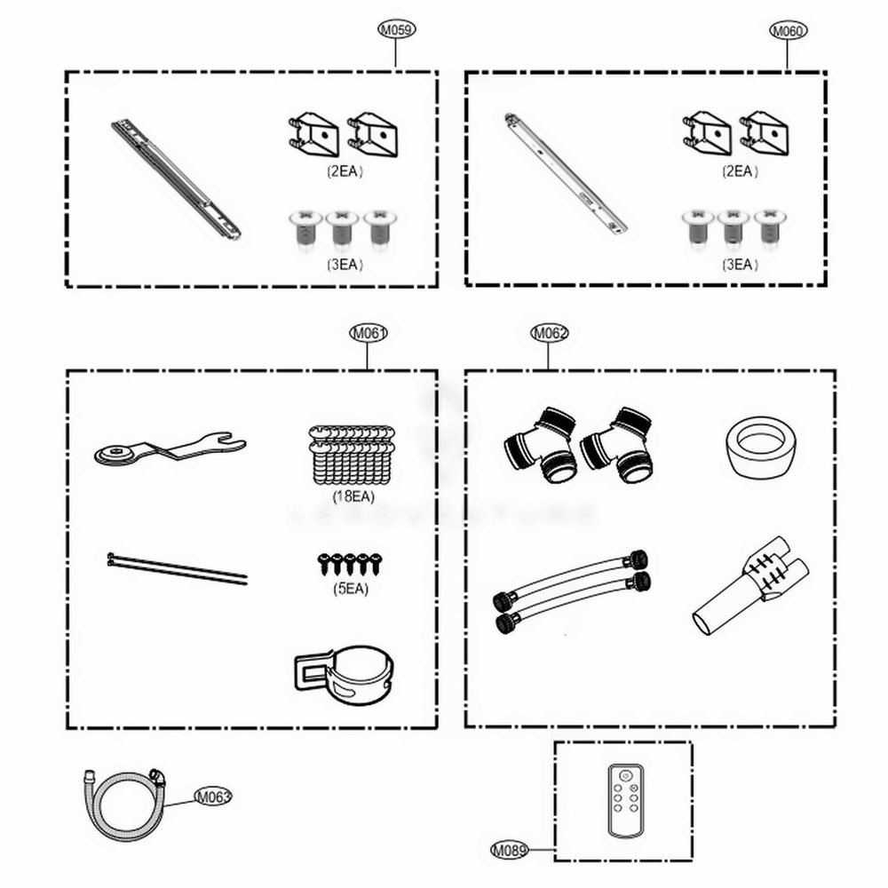 Accessories Diagram and Parts List for WD100CV ASSEEUS LG Washer