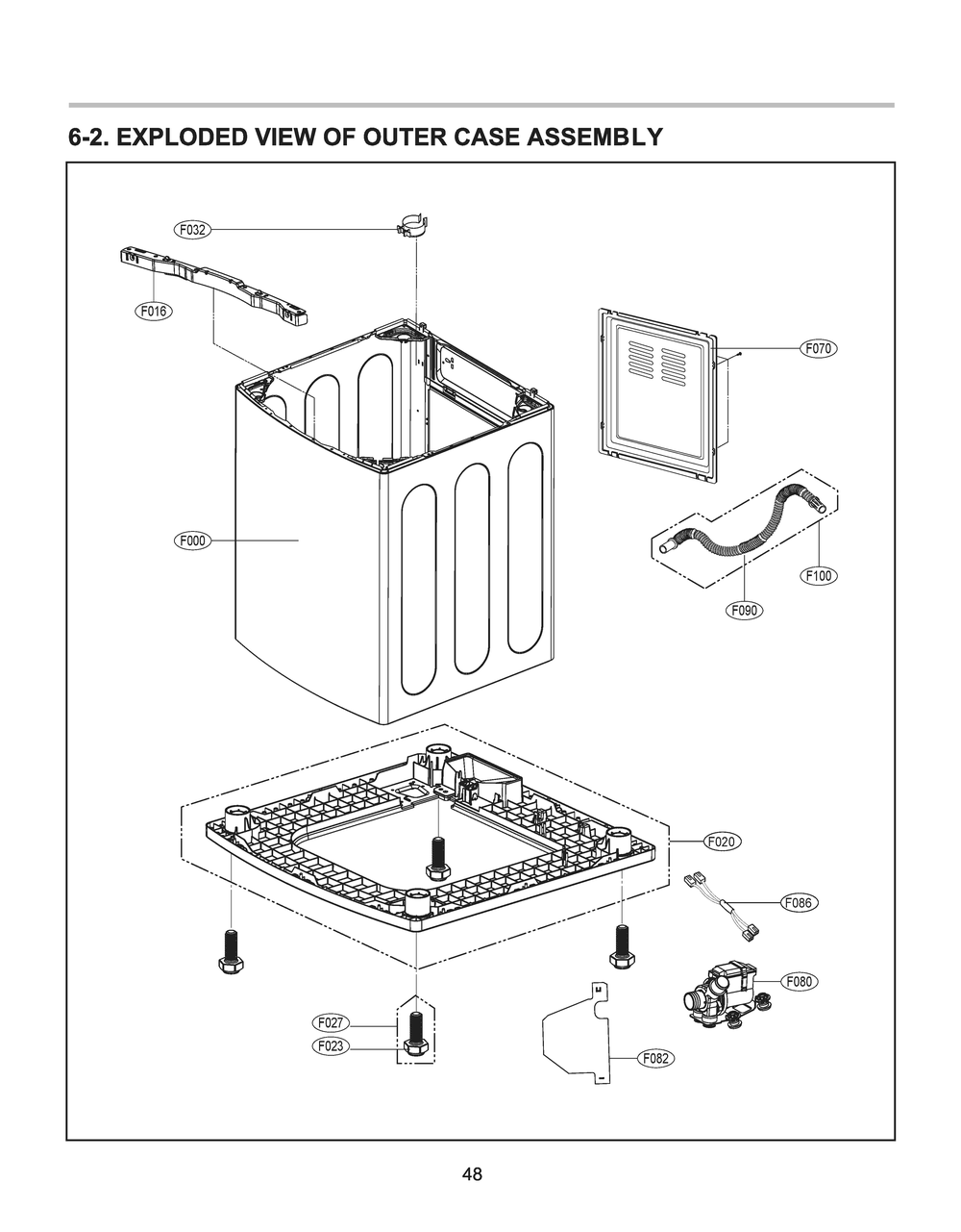 Outer Case Assembly 2 Diagram and Parts List for T1427HGPV ABWEVUS LG Washer