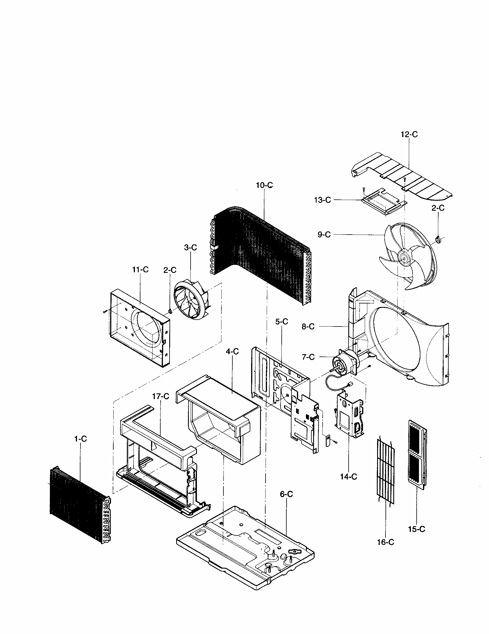Air Handling And Cycle Diagram and Parts List for 58074103300  Kenmore Air Conditioner