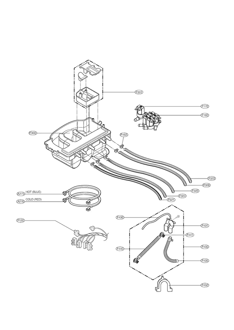 Dispenser Assembly Diagram and Parts List for WM0642HW 01 LG Washer