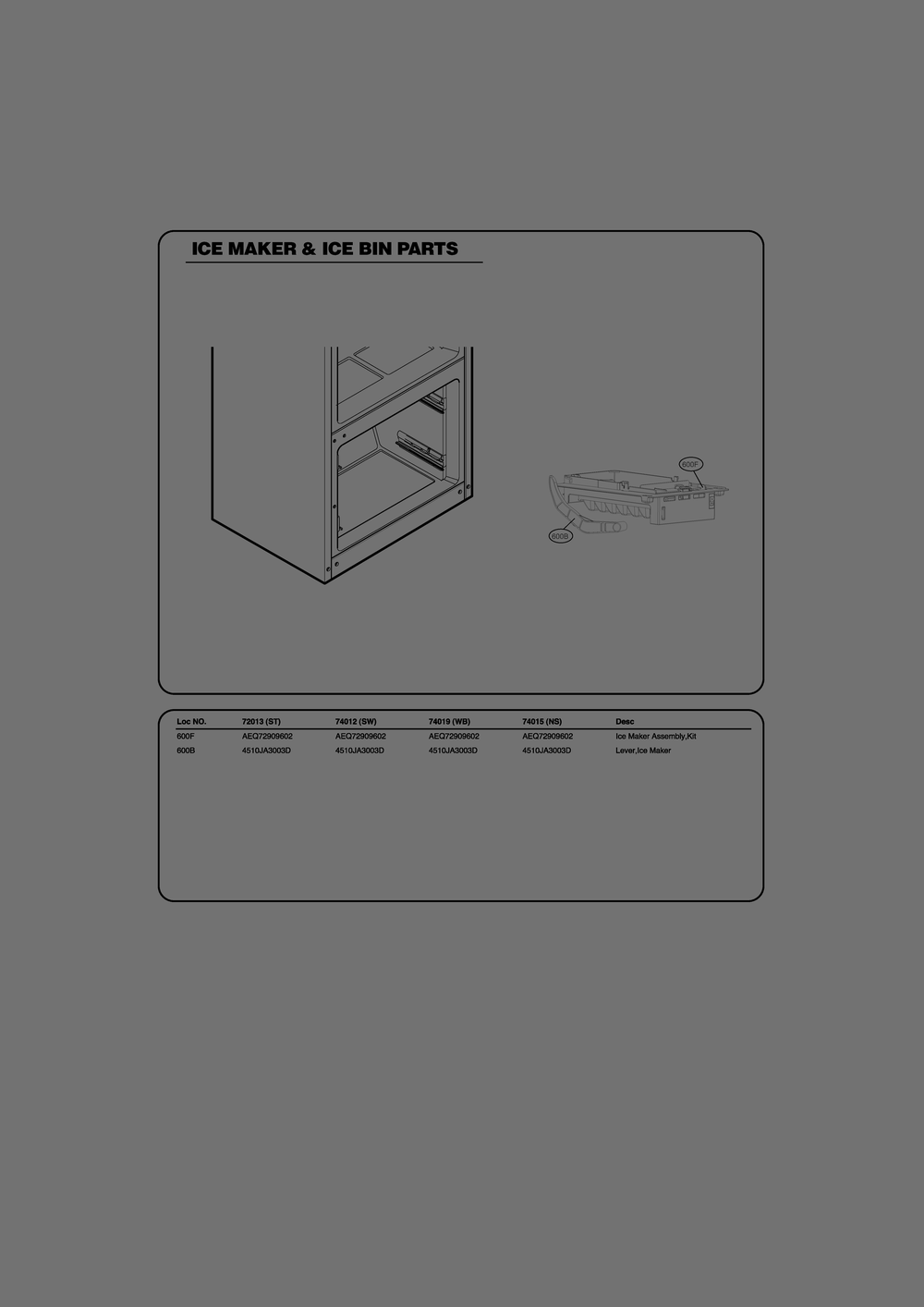 Ice Maker And Ice Bin Parts Diagram and Parts List for GR-B318LQTM ANSCSE1 LG Refrigerator