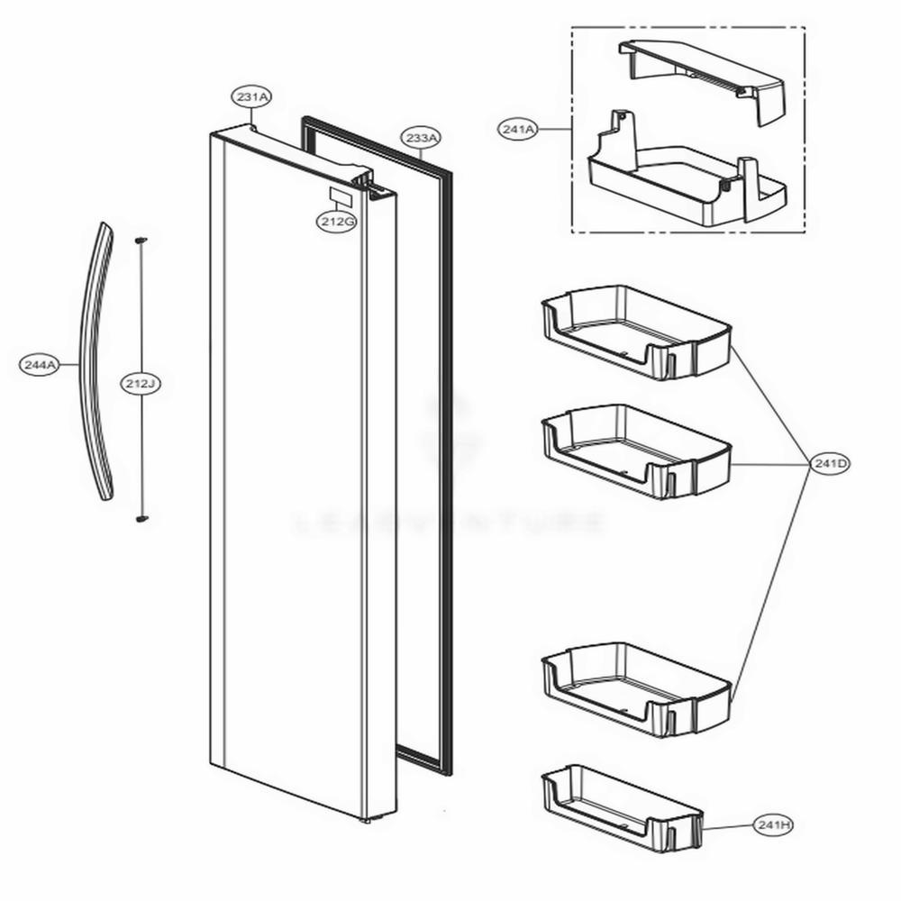 Freezer Compartment 1 Diagram and Parts List for 51733 ASTCSE2 LG Refrigerator