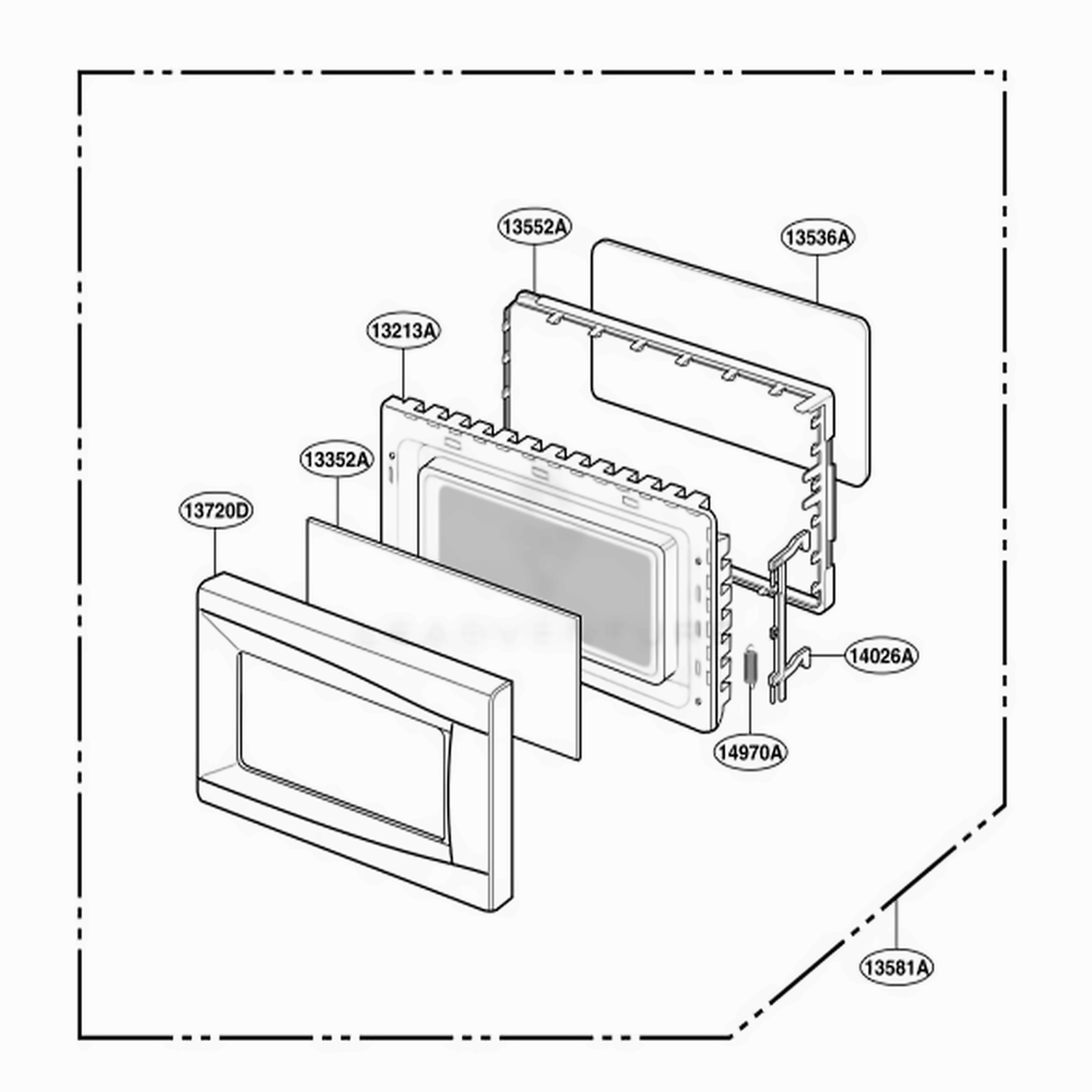 Door Parts Diagram and Parts List for GT4175SPQ CW1EWRP LG Wall Oven