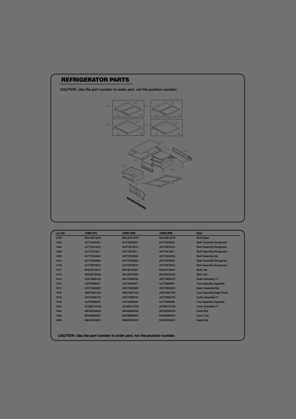 Refrigerator Parts Diagram and Parts List for GR-L31GHQXM ASWCSE0 LG Refrigerator