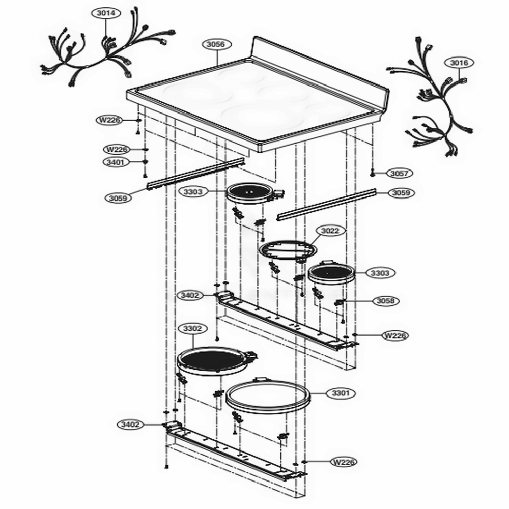 Cooktop Parts Diagram and Parts List for LDE3019ST FSTLLGA LG Range