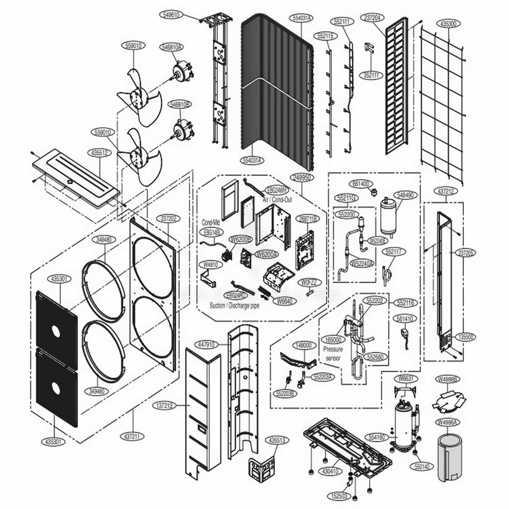 Main Diagram and Parts List for LUU367HV EWGBEUS LG Air Conditioner