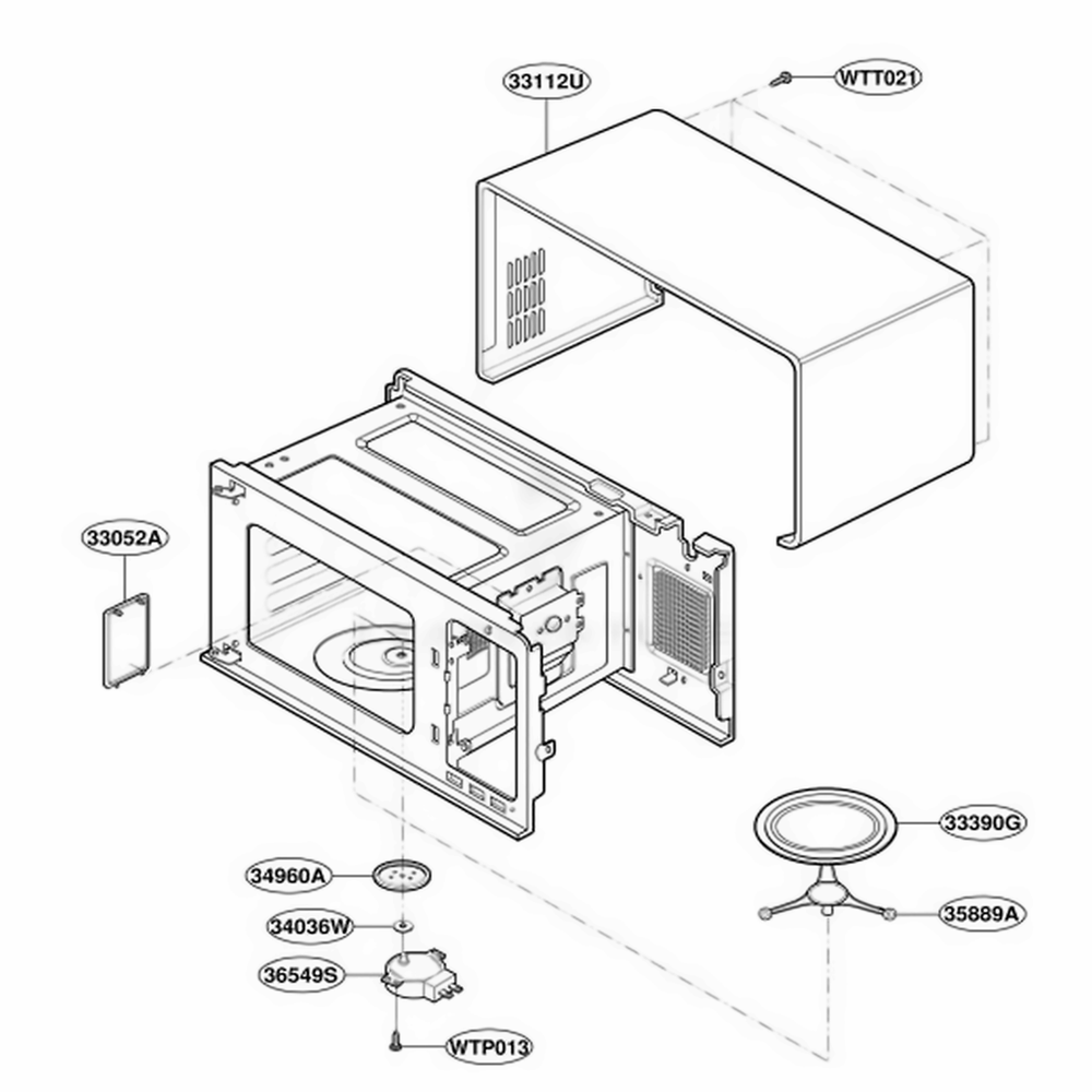 Oven Cavity Parts Diagram and Parts List for M130TCS HSLQCUR LG Range