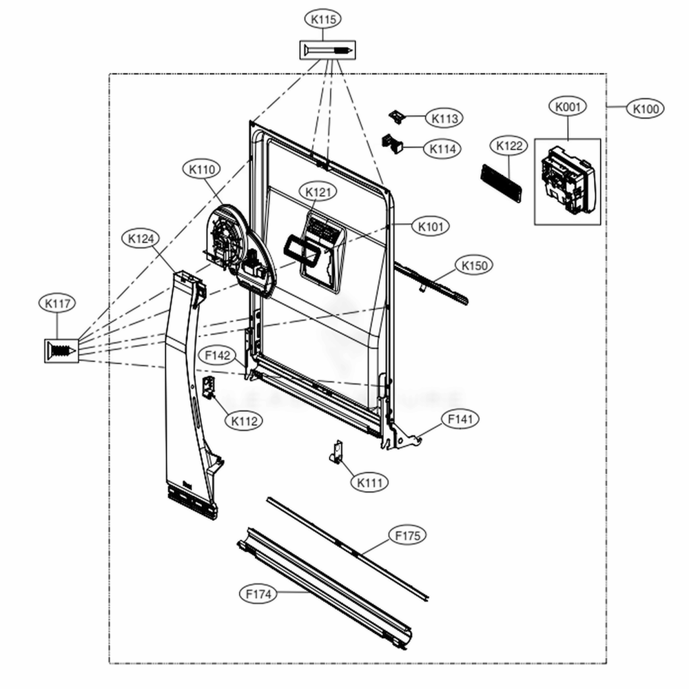 Door Liner Assembly Diagram and Parts List for LDT6809SS ASSESNA LG Dishwasher