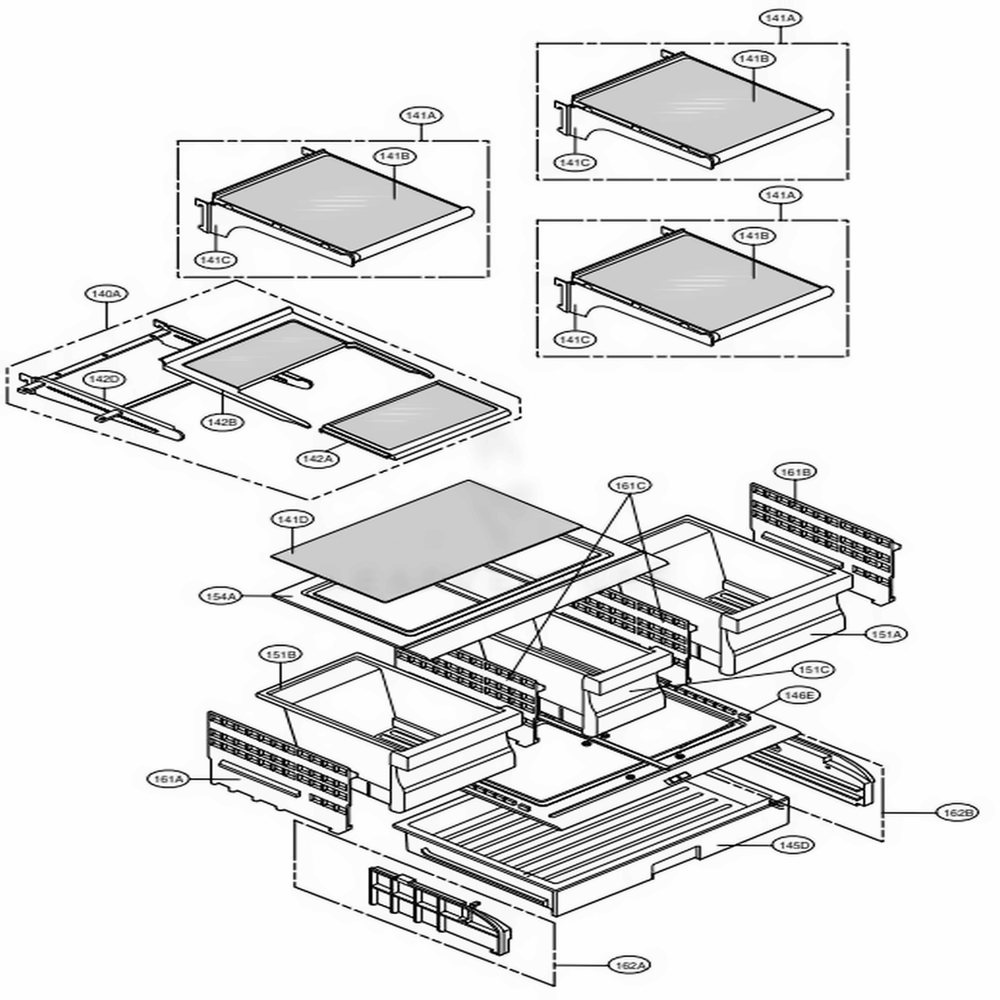 Refrigerator Parts Diagram and Parts List for LFX21976ST ASTCNA1 LG Refrigerator