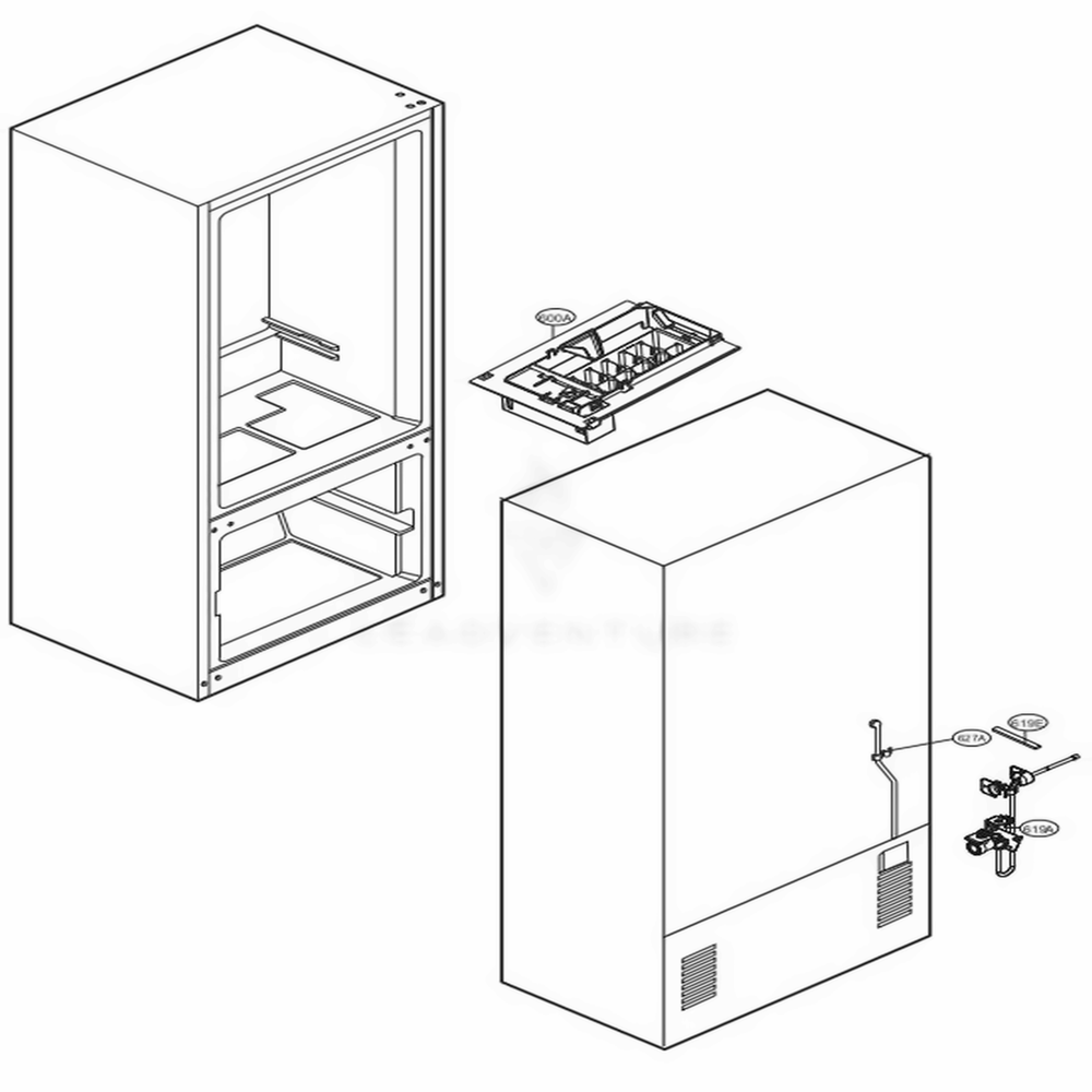 Ice Maker Parts Diagram and Parts List for 79044 ABICSE2 LG Refrigerator