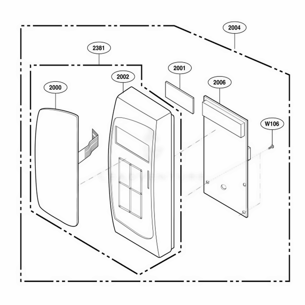 Control Panel Parts 1 Diagram and Parts List for 62253 KSBESEA LG Range