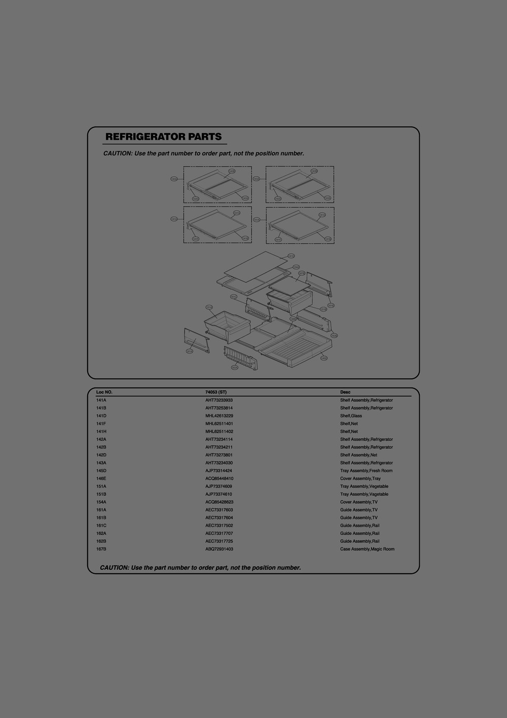 Refrigerator Parts Diagram and Parts List for GR-J268LSTM ASTCSE1 LG Refrigerator