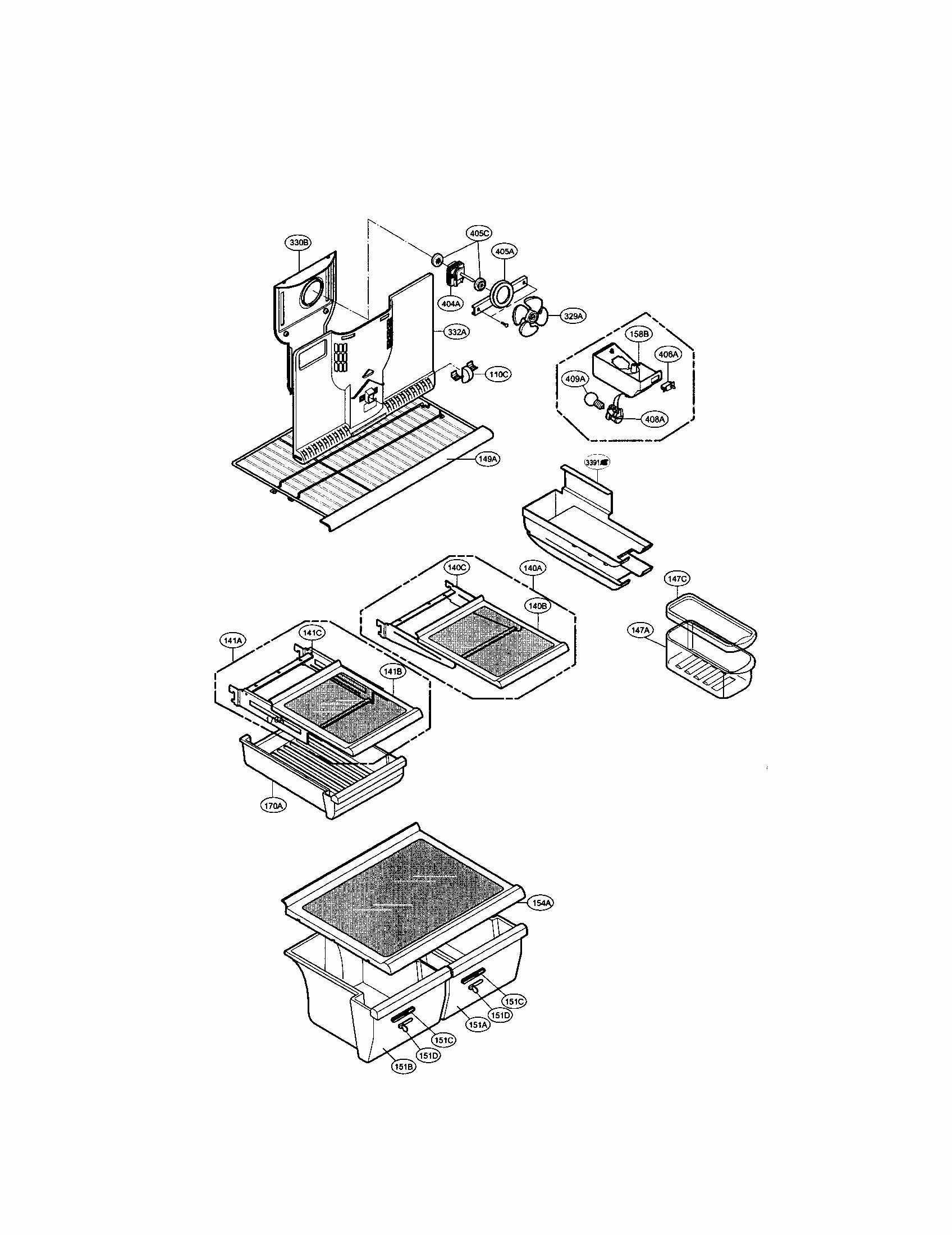 Shelves Diagram and Parts List for LRTPC2031BK  LG Refrigerator