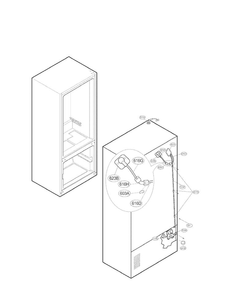 Ice Maker Parts Diagram and Parts List for LFX21980ST 01 LG Refrigerator