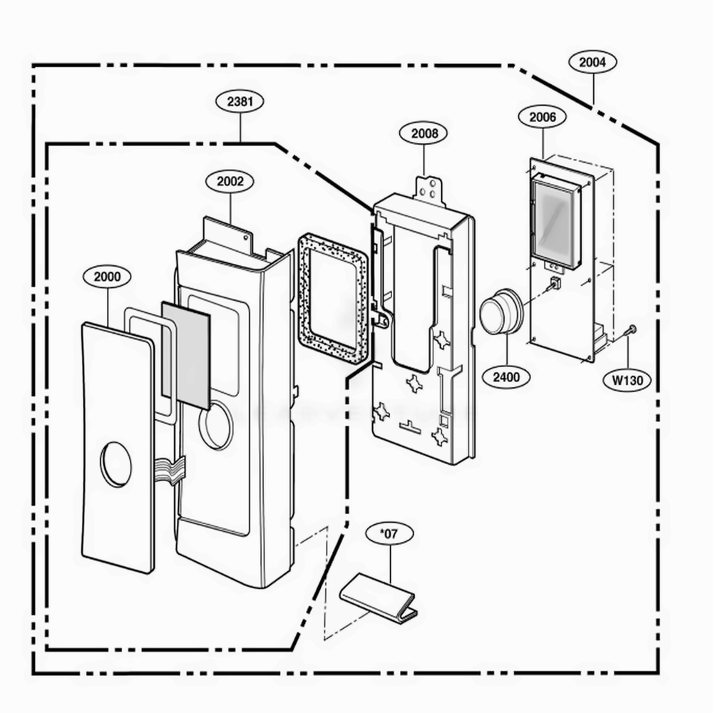 Controller Parts Diagram and Parts List for 80804 ABSESEA LG Wall Oven