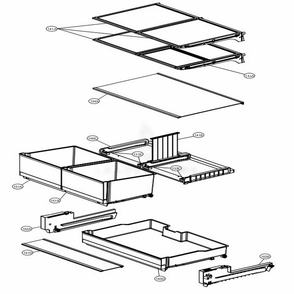 Refrigerator Parts Diagram and Parts List for LRFVC2406D ASBCNA1 LG Refrigerator