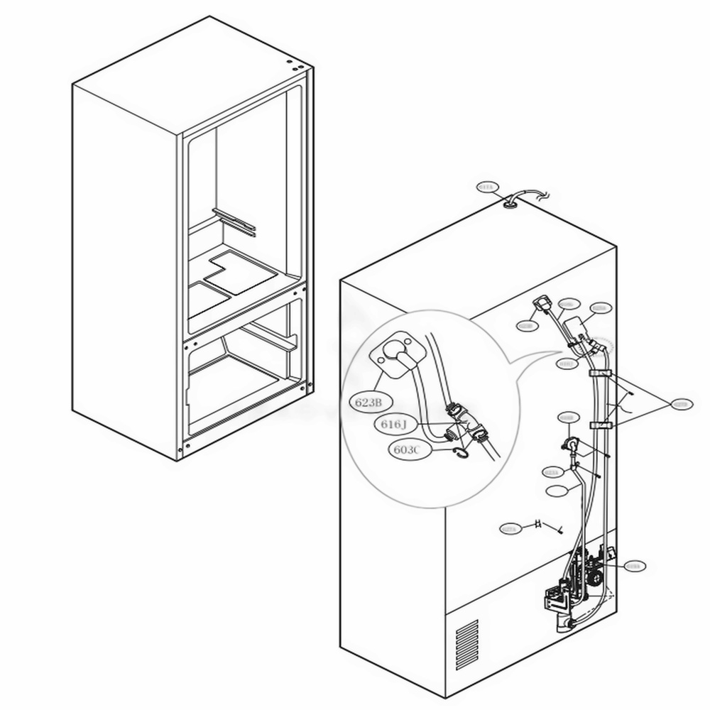 Ice And Icemaker Parts Diagram and Parts List for LFX25973D ASBCNA1 LG Refrigerator