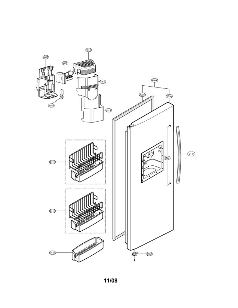 Freezer Door Diagram and Parts List for LSC27931ST 00 LG Refrigerator