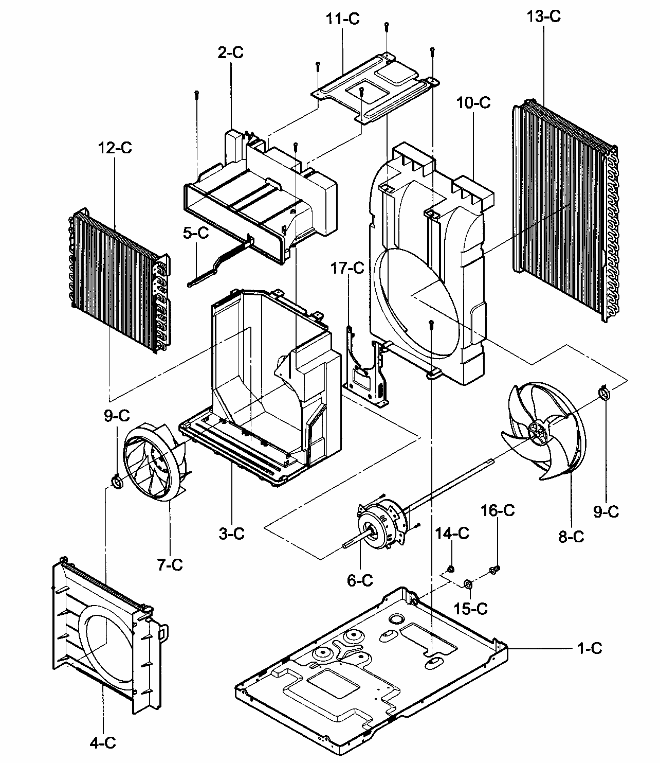 Air Handling/cycle Parts Diagram and Parts List for 58075123700  Kenmore Air Conditioner