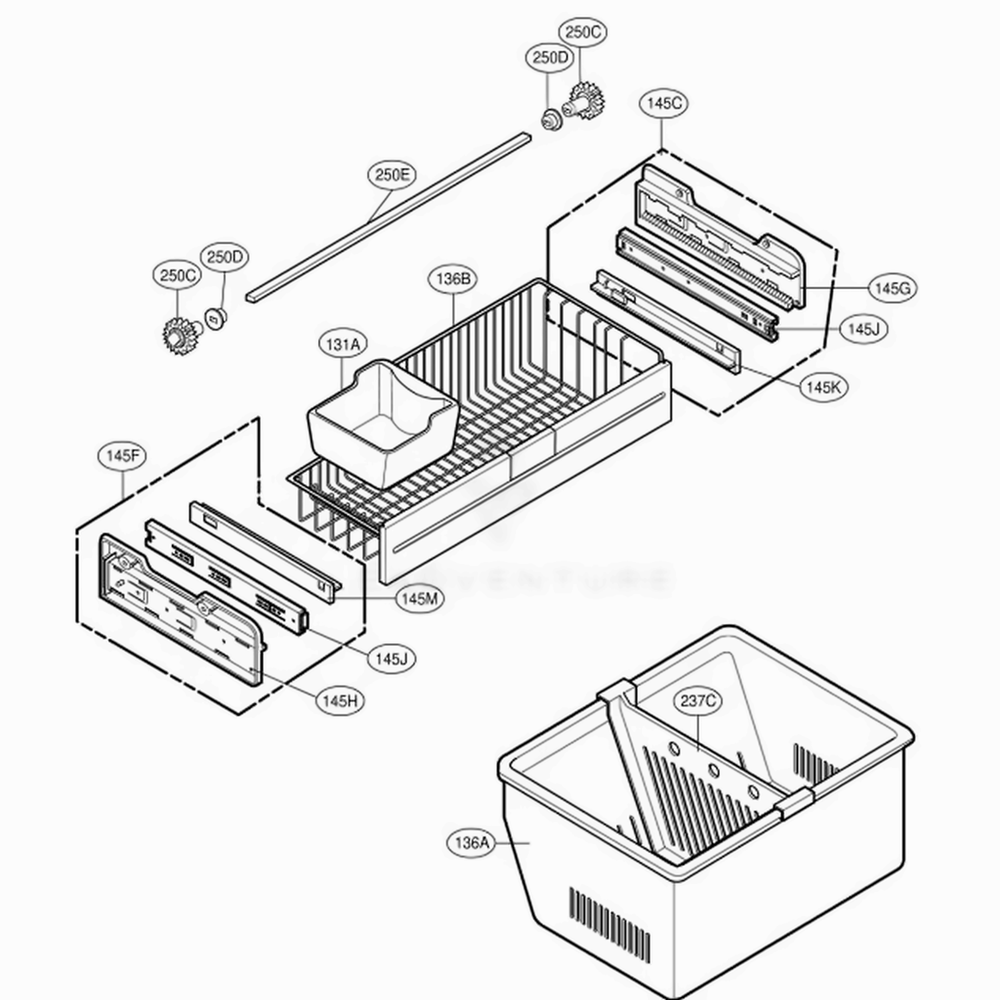 Freezer Parts Diagram and Parts List for 79737 ABS1SER LG Refrigerator