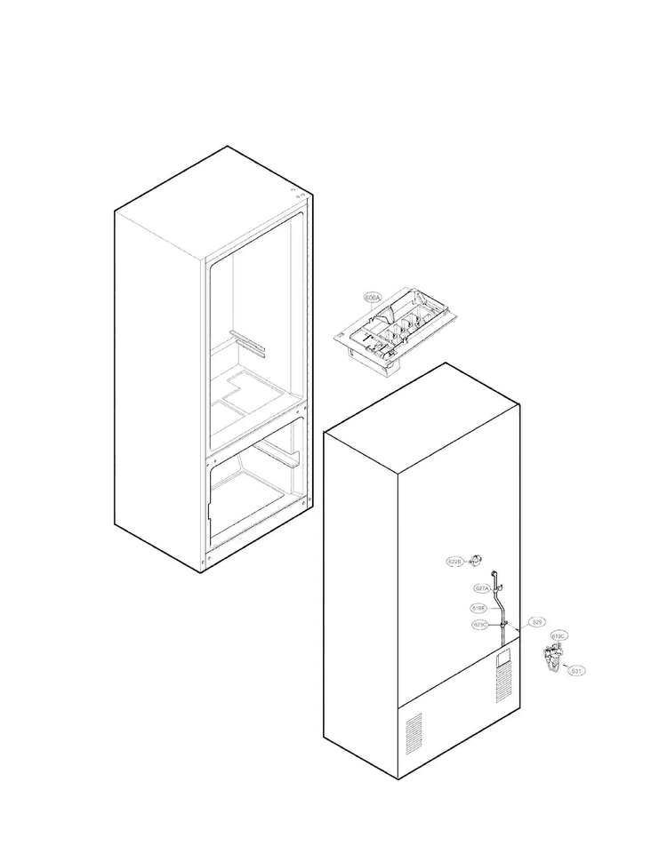 Ice Maker Parts Diagram and Parts List for LDC22720TT 03 LG Refrigerator