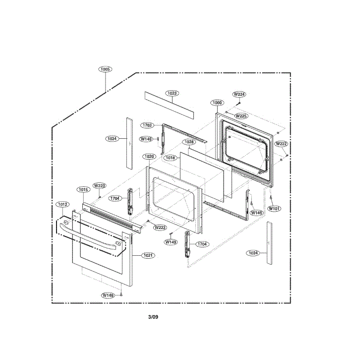 Door Diagram and Parts List for LRE30955ST 00 LG Range