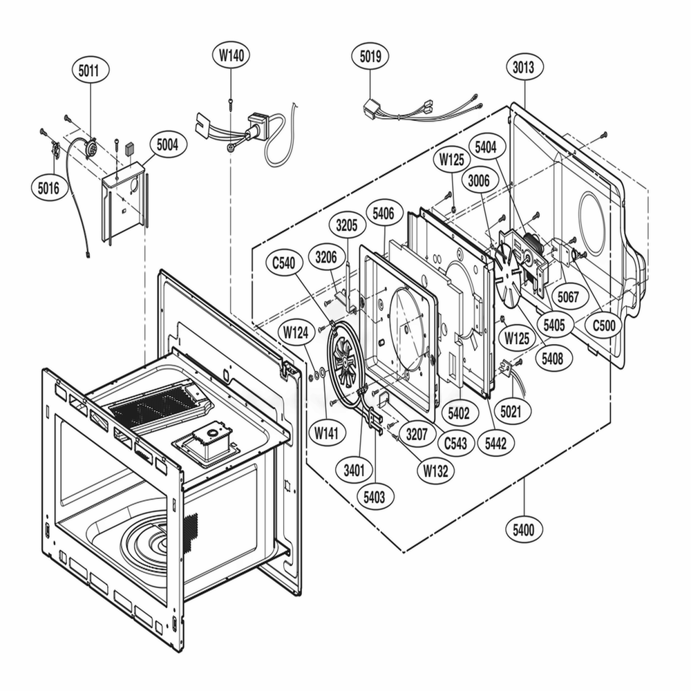 Interior Parts 1 Diagram and Parts List for LSWC307ST ASTLSTD LG Range