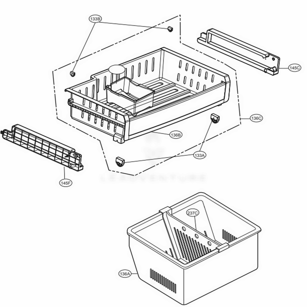 Freezer Parts Diagram and Parts List for LFCS25426D ASBCNA1 LG Refrigerator