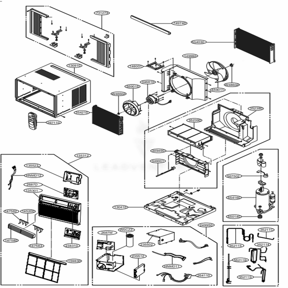 Main Diagram and Parts List for LW1016ER AC1AUSB LG Air Conditioner