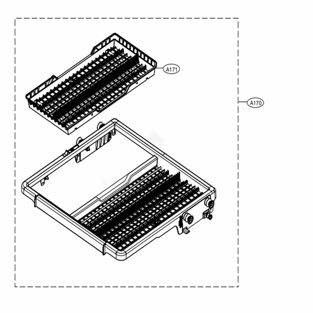 3rd Rack Assembly Diagram and Parts List for LDT7808ST ASTESNA LG Dishwasher