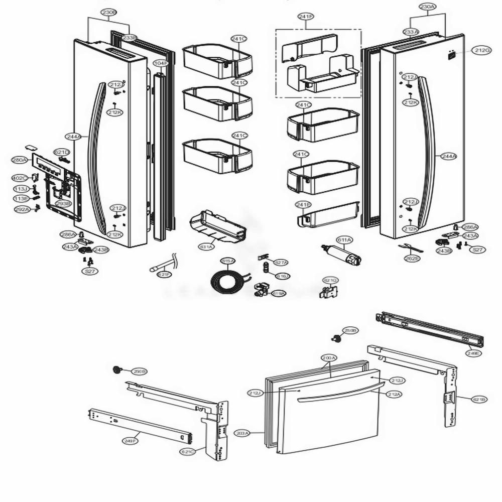 Door Parts Diagram and Parts List for 71323 ASTCSE0 LG Refrigerator