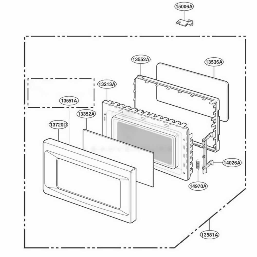 Door Parts Diagram and Parts List for KCMS145JBT1 AB6EKAD LG Range