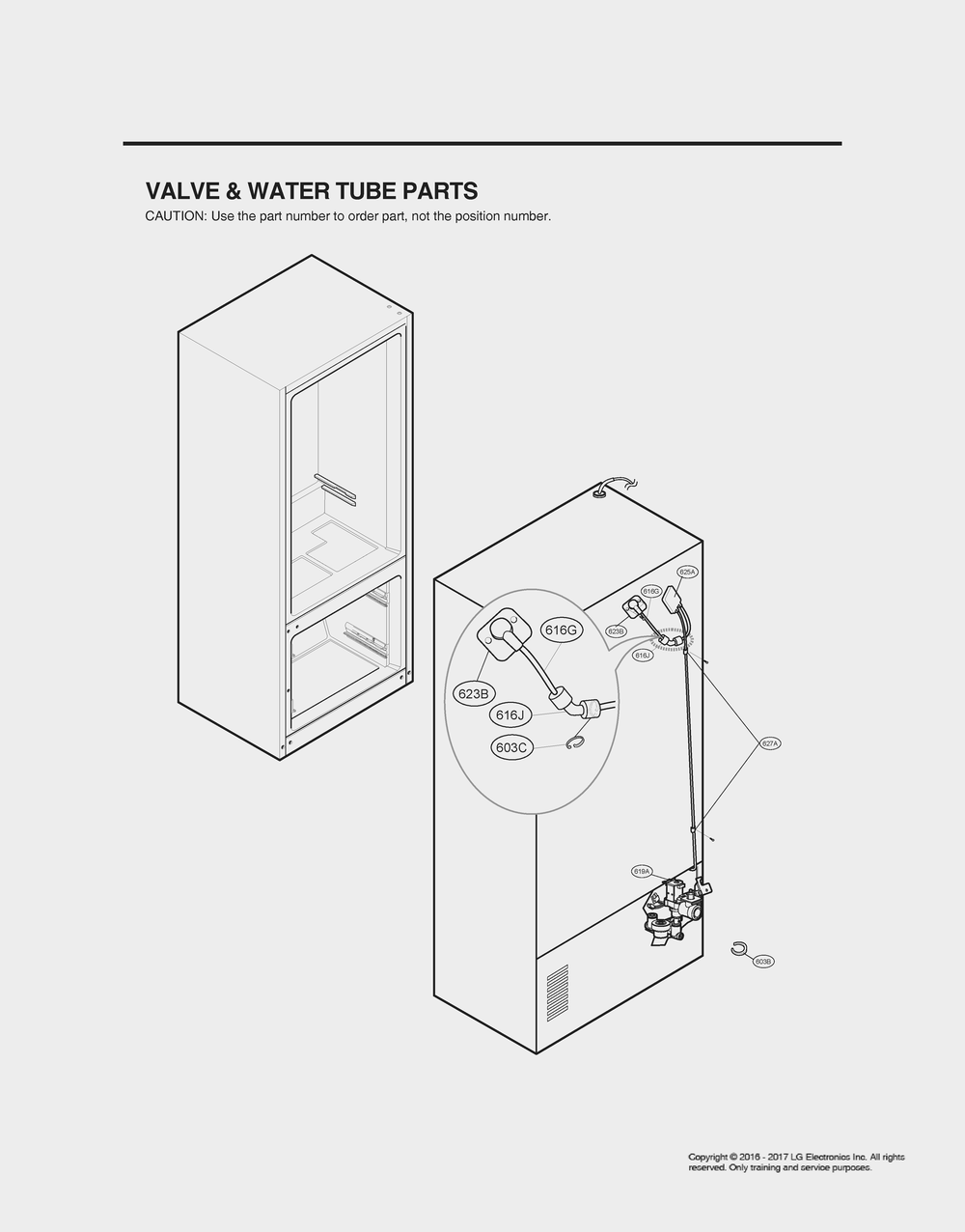 Valve And Water Tube Parts Diagram and Parts List for GR-X248LKZM ASBCNA1 LG Refrigerator