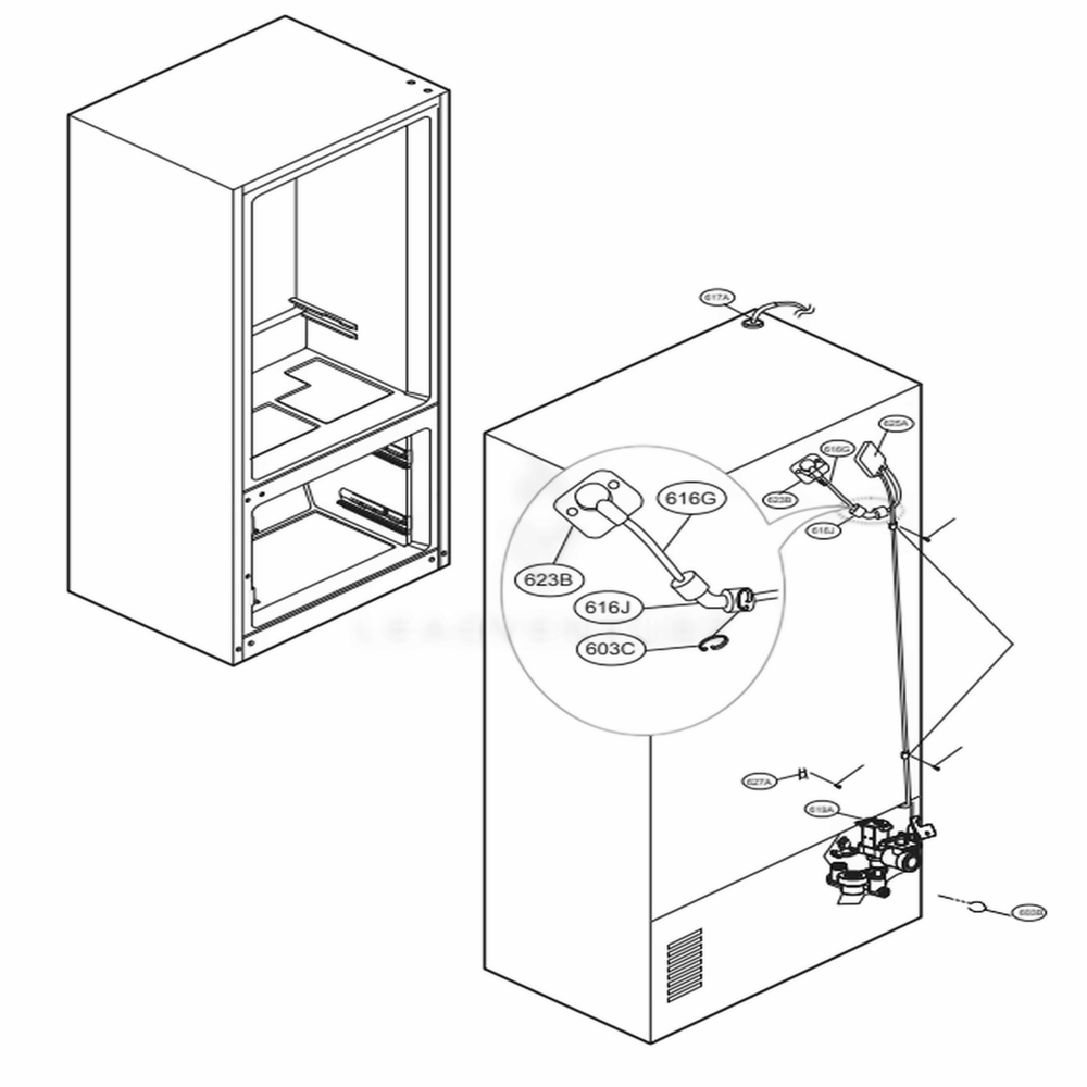 Valve And Water Tube Parts Diagram and Parts List for LFXS30726M AMTCNA0 LG Refrigerator