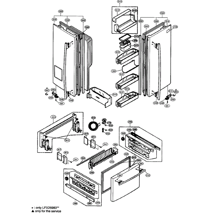 Door Diagram and Parts List for LFX21960ST 00 LG Refrigerator