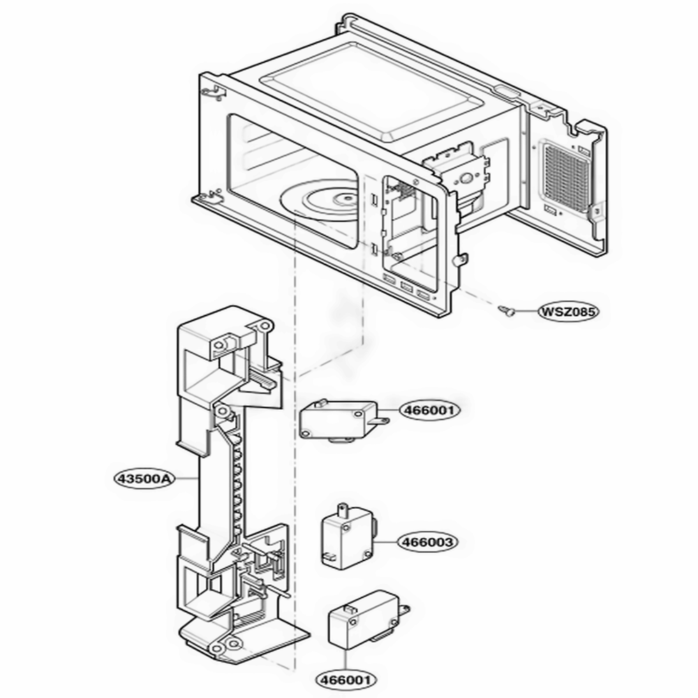 Latch Board Parts Diagram and Parts List for JE1440BF002 CBKEGEU LG Range