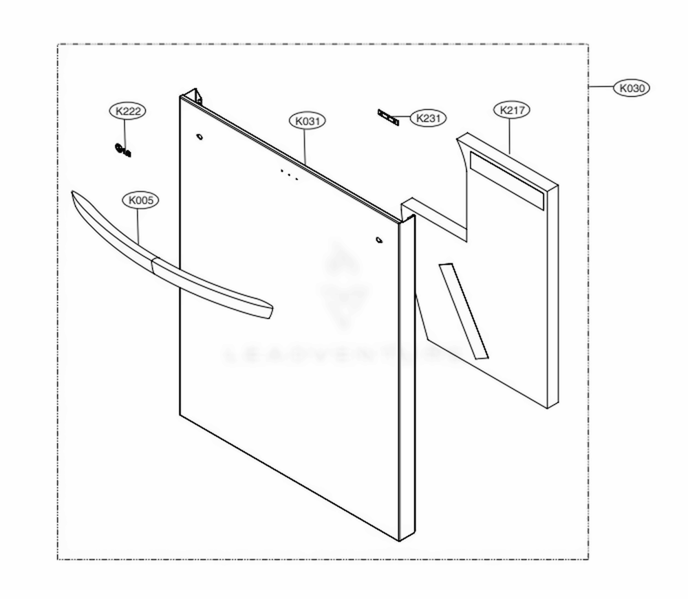 Front Cover Assembly Diagram and Parts List for LDT5678ST ASTEEUS LG Dishwasher