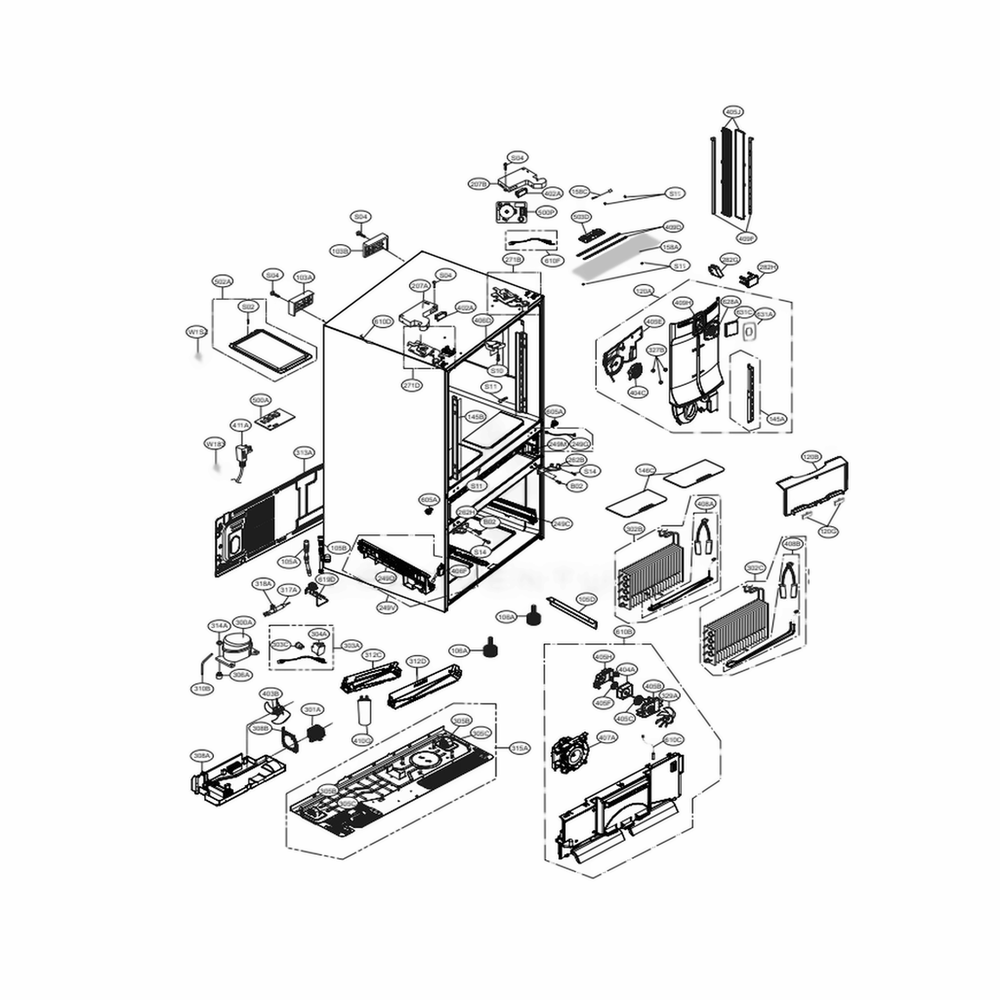 Case Parts Diagram and Parts List for LMXS30776S ASTCNA0 LG Refrigerator